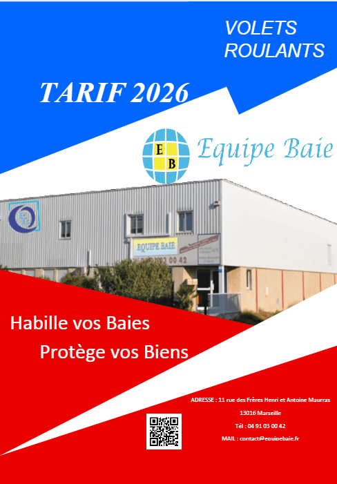 Couverture du catalogue tarif Équipe Baie 2026